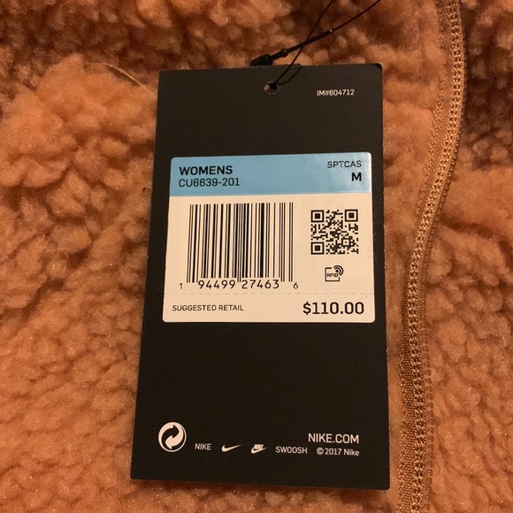 Nike Sportswear Swoosh Women's Jacket Sherpa Fleece Size Medium - Camel Brown - Picture 14 of 14